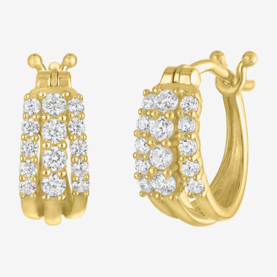 (G-H / I1-I2) Womens 1/3 CT. T.W. Lab Grown White Diamond 10K Gold 12.1mm Hoop Earrings