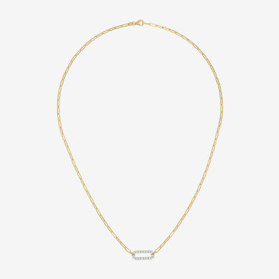 (G-H / I1-I2) Womens 1/3 CT. T.W. Lab Grown White Diamond 10K Gold Paperclip 18 Inch Pendant Necklace