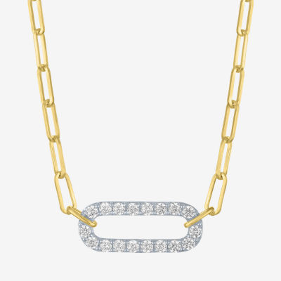 (G-H / I1-I2) Womens 1/3 CT. T.W. Lab Grown White Diamond 10K Gold Paperclip 18 Inch Pendant Necklace