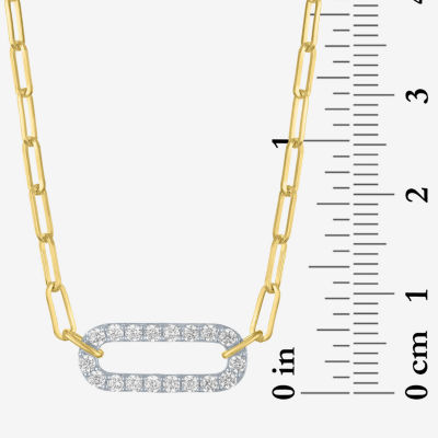 (G-H / I1-I2) Womens 1/3 CT. T.W. Lab Grown White Diamond 10K Gold Paperclip 18 Inch Pendant Necklace