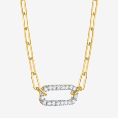 (G-H / I1-I2) Womens 1/3 CT. T.W. Lab Grown White Diamond 10K Gold Paperclip 18 Inch Pendant Necklace