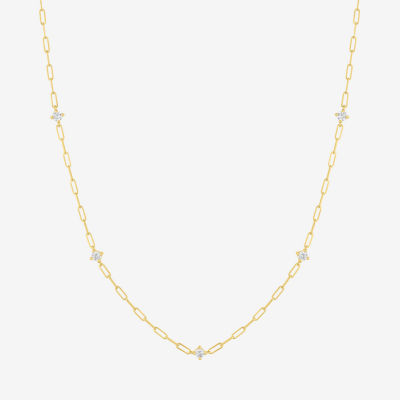 Diamond Addiction (G-H / I1-I2) Womens 1/3 CT. T.W. Lab Grown White Diamond 10K Gold Paperclip Round 18 Inch Pendant Necklace