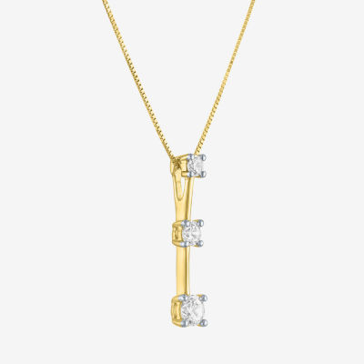 (G-H / I1-I2) Womens 1/3 CT. T.W. Lab Grown White Diamond 10K Gold Round 16 Inch Pendant Necklace