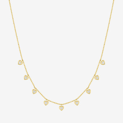 (G-H/ I1-I2) Womens 1/6 CT. T.W. Lab Grown White Diamond 14K Gold Over Silver Sterling Silver Heart 16 Inch Pendant Necklace