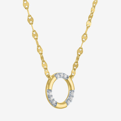 (G-H/ I1-I2) Womens 1/10 CT. T.W. Lab Grown White Diamond 14K Gold Over Silver Sterling Silver Circle 16 Inch Pendant Necklace