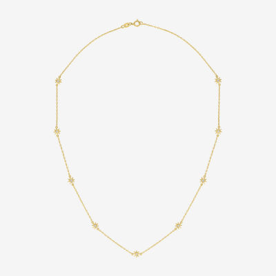 (G-H Womens 1/10 CT. T.W. Lab Grown White Diamond 14K Gold Over Silver Sterling Silver Star 16 Inch Pendant Necklace