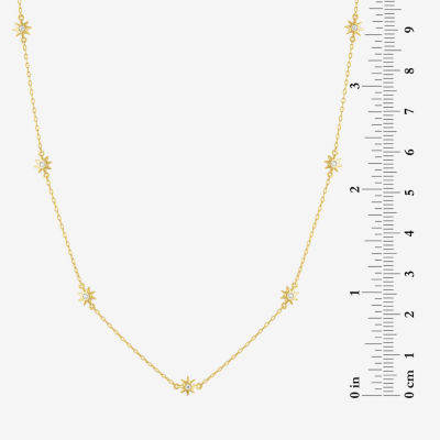 (G-H Womens 1/10 CT. T.W. Lab Grown White Diamond 14K Gold Over Silver Sterling Silver Star 16 Inch Pendant Necklace