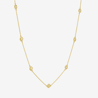 (G-H Womens 1/10 CT. T.W. Lab Grown White Diamond 14K Gold Over Silver Sterling Silver Star 16 Inch Pendant Necklace