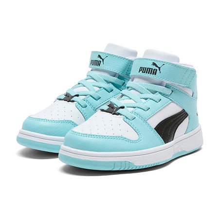 PUMA Rebound Layup Little Girls Basketball Shoes, 1 Medium, Blue