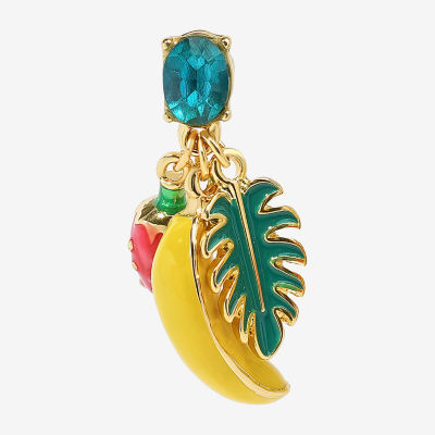 Bijoux Bar Gold Tone Fruit Green Glass Drop Earrings