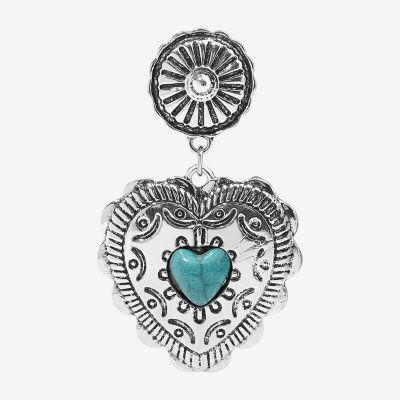 Bijoux Bar Silver Tone Heart Drop Earrings