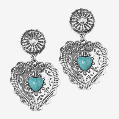 Bijoux Bar Silver Tone Heart Drop Earrings