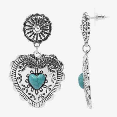 Bijoux Bar Silver Tone Heart Drop Earrings