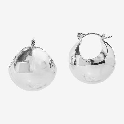 Bijoux Bar Silver Tone 1 Inch Hoop Earrings