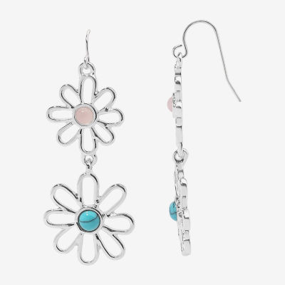 Bijoux Bar Delicates Silver Tone Flower Drop Earrings