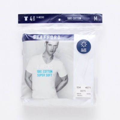 Stafford Ultra Soft Mens 4 Pack Short Sleeve V Neck T-Shirt