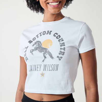 Lainey Wilson Bell Bottom Womens Juniors Crew Neck Short Sleeve T-Shirt