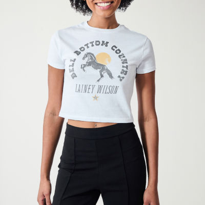 Lainey Wilson Bell Bottom Womens Juniors Crew Neck Short Sleeve T-Shirt