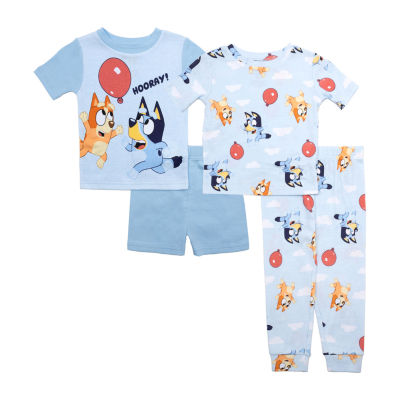 Boys Bluey Crew Neck Short Sleeve 4-pc. Pajama Sets