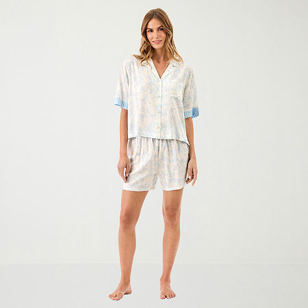 Martha Stewart Womens V-Neck Short Sleeve 2-pc. Pajama Set, X-large, Multiple Colors