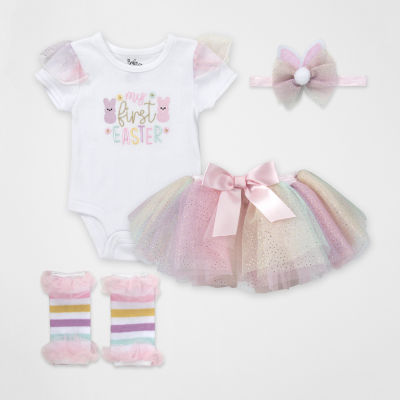 Baby Essentials First Easter Baby Girls 4-pc Skirt Set 3 Months White 8$