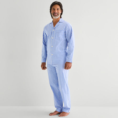 Stafford Mens Long Sleeve 2-pc. Pajama Set, Large, Blue
