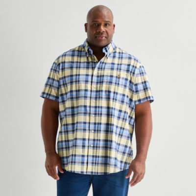 U.S. Polo Assn. Plaid Mens Short Sleeve Classic Fit Stretch Fabric Big and Tall Button-Down Shirt