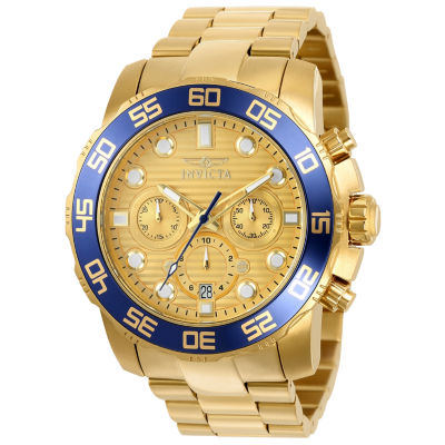 Invicta Pro Diver Mens Gold Tone Stainless Steel Bracelet Watch 22227