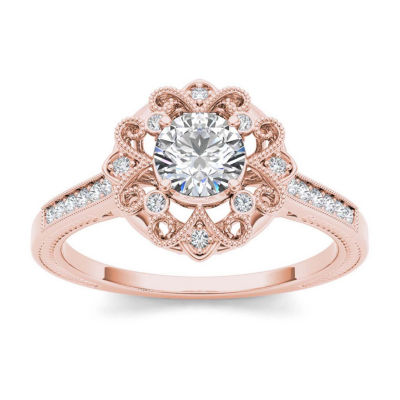 1/2 CT.T.W. Natural Diamond 14K Rose Gold Engagement Ring