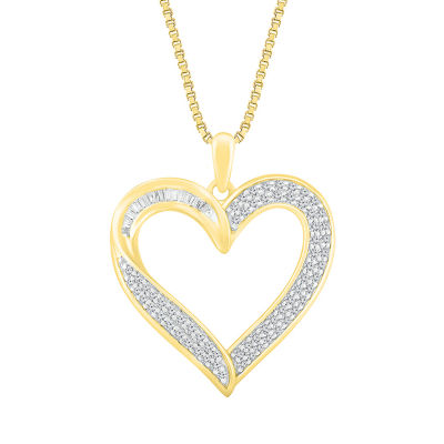 Womens 1/ CT. T.W. Natural White Diamond 10K Gold Heart Pendant Necklace