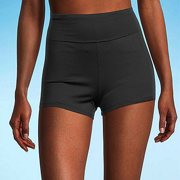 Sonnet Shores Womens Boyshort Bikini Swimsuit Bottom, Color: Black