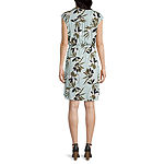 Liz Claiborne Short Sleeve Floral Midi A-Line Dress