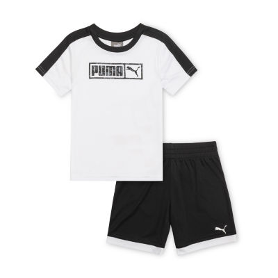 2-piece Kid Boy Animal Lion Print Tee and Elasticized Black Shorts Set