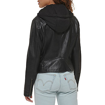 Levi's® Womens Faux Leather Hooded Motorcycle Jacket - JCPenney