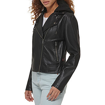 Levi's® Womens Faux Leather Hooded Motorcycle Jacket - JCPenney