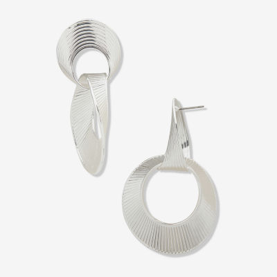 Worthington Silver Tone Round Drop Earrings