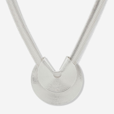 Worthington Silver Tone 17 Inch Snake Round Pendant Necklace