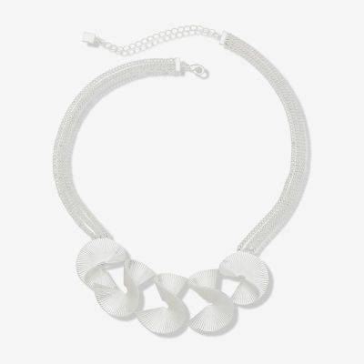 Worthington Silver Tone 17 Inch Curb Round Collar Necklace