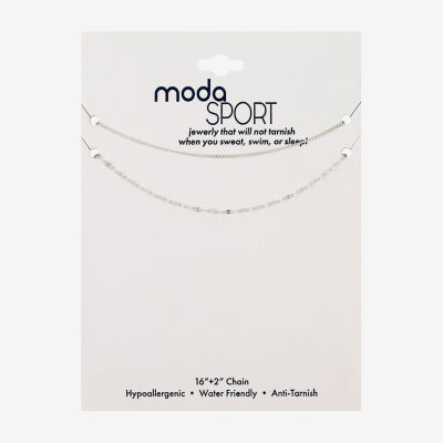 Moda Sport Hypoallergenic Water-Resistant 2-pc. Stainless Steel 16 Inch Curb Necklace Set