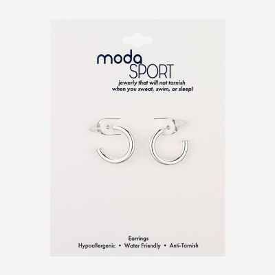 Moda Sport Hypoallergenic Water-Resistant Stainless Steel Hoop Earrings