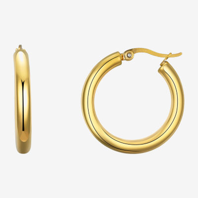 Moda Sport Hypoallergenic Water-Resistant 14K Gold Over Stainless Steel Stainless Steel Hoop Earrings