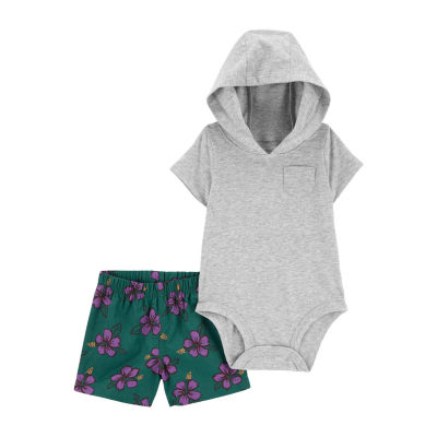 Carter's Baby Boys 2-pc. Hooded Neck Short Sleeve Bodysuit Set