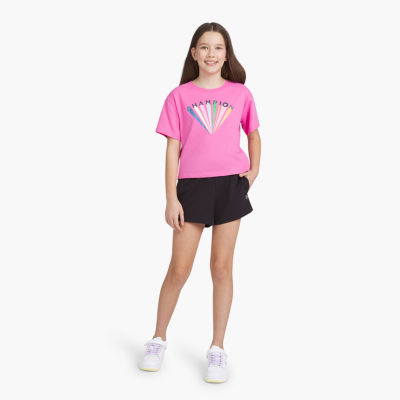 Champion Big Kid Girls Crew Neck Short Sleeve Boxy Fit Graphic T-Shirt