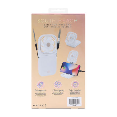 South Beach 2-in-1 Portable Necklace Fan with Phone Holder