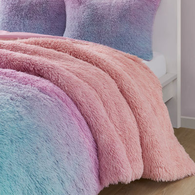 Intelligent Design Ombre Shaggy Faux Fur Duvet Cover Set
