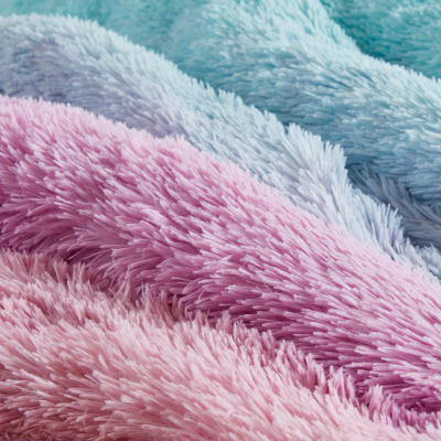 Intelligent Design Ombre Shaggy Faux Fur Duvet Cover Set