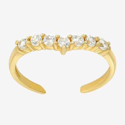 White Cubic Zirconia 10K Gold Toe Ring