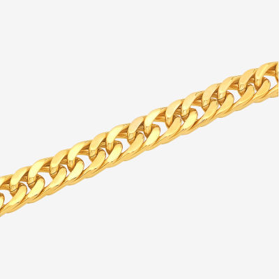 Mens Stainless Steel 9 Inch Solid Curb Chain Bracelet