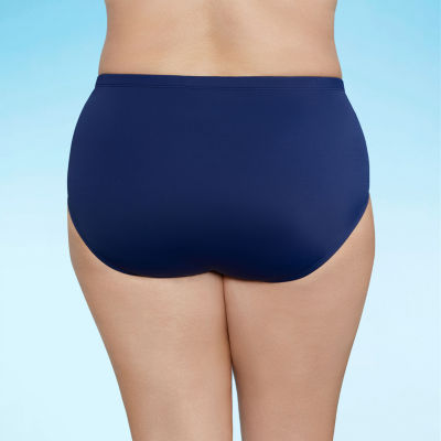 Liz Claiborne Womens Comfort Waistband Brief Bikini Swimsuit Bottom