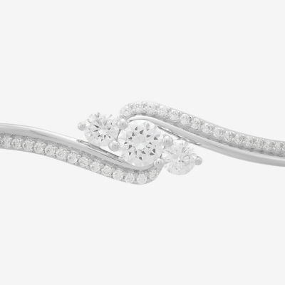 Diamonart White Cubic Zirconia Sterling Silver Bangle Bracelet